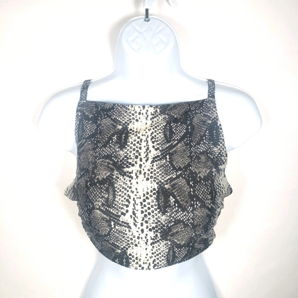 Arie High Neck Swim Top Size Large Grey Snake Skin - Picture 1 of 8